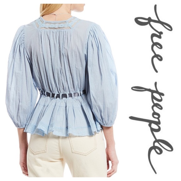 New Free People Favorite Romance Tunic Color Sky - Picture 6 of 7